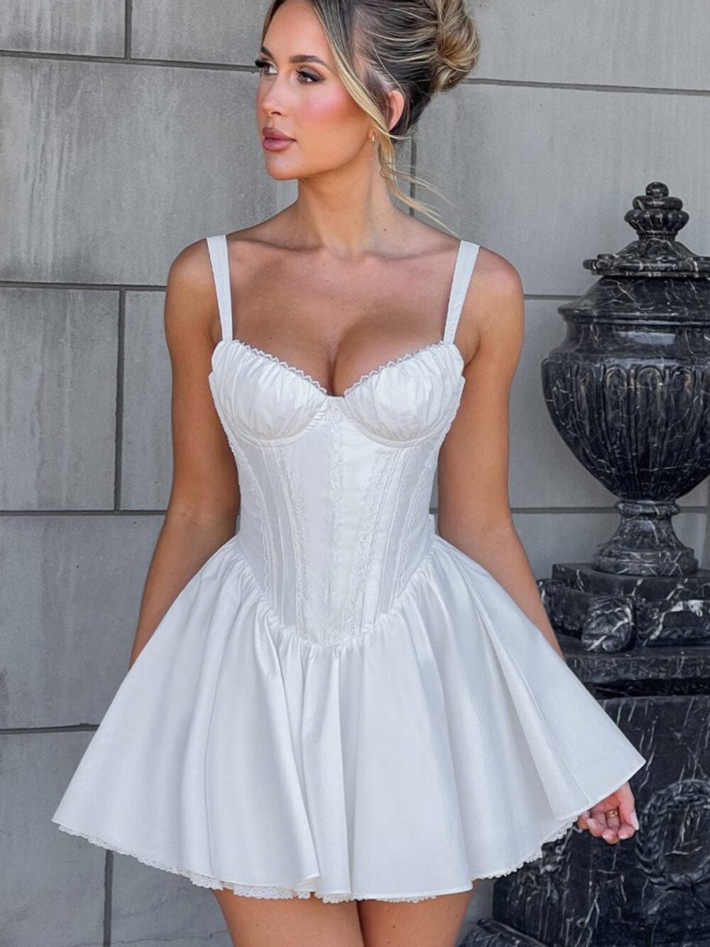 NWT Babyboo Fashion Josie Corset Mini Dress White M